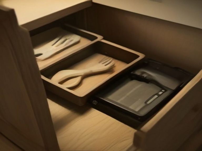 Fixed wall partitions preventing different utensil categories from mixing together