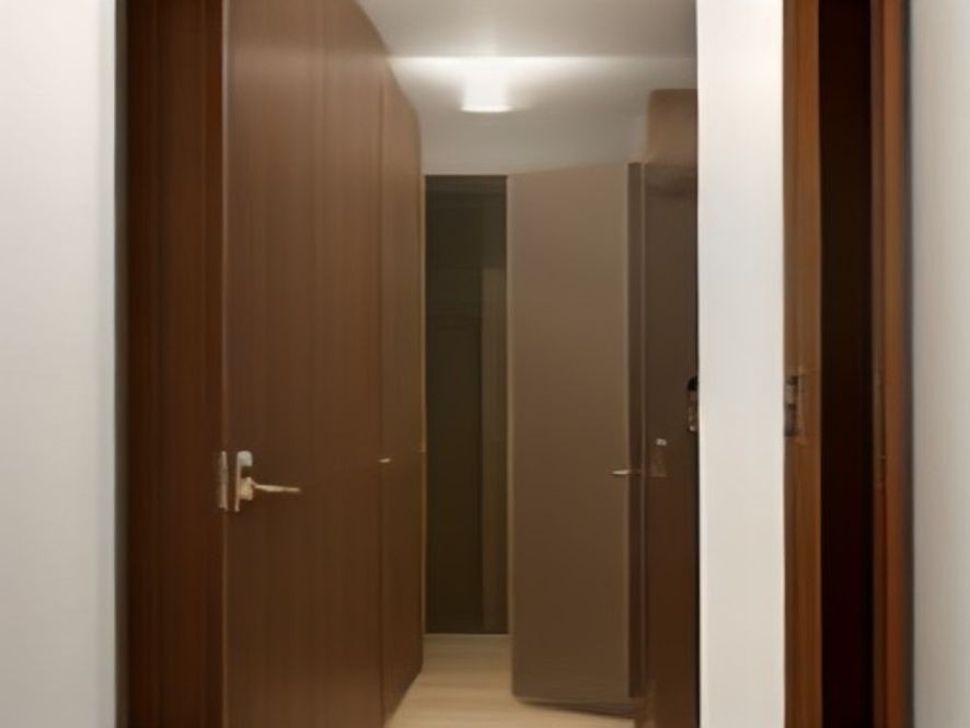 Sliding pull out racks maximizing space in a narrow pantry closet.