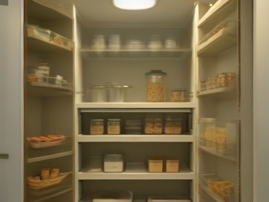 Streamlined pantry storage to assist fast evening meal prep.