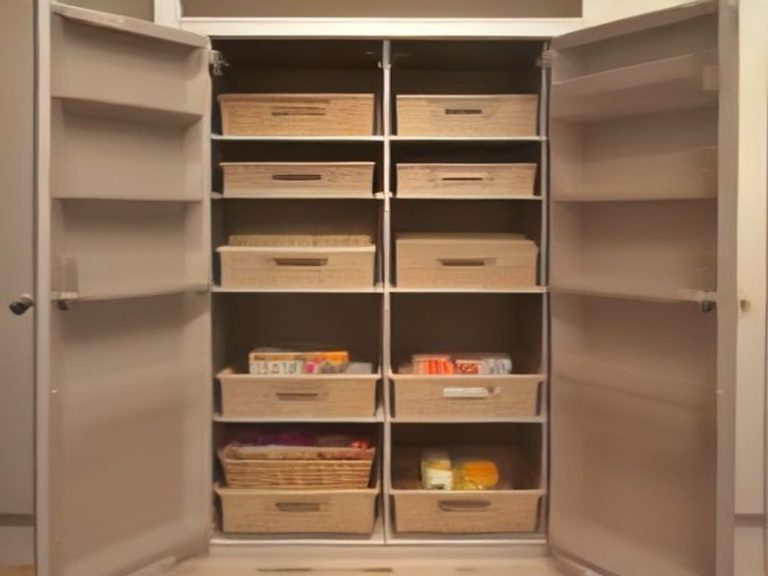 Sustainable pantry organization with turntables and baskets.