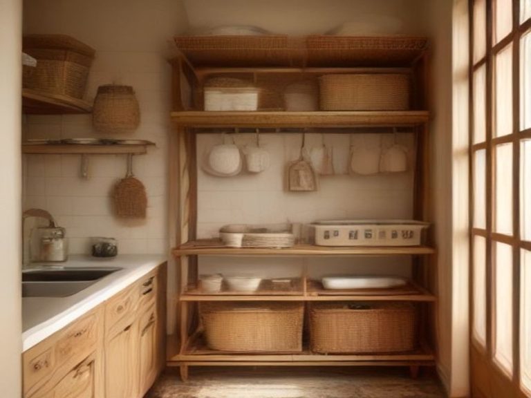 Aesthetic pantry organization using natural woven baskets.