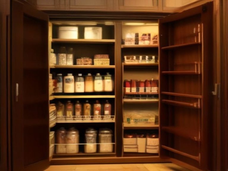 Deep pantry shelves optimized with long pull-out bins.
