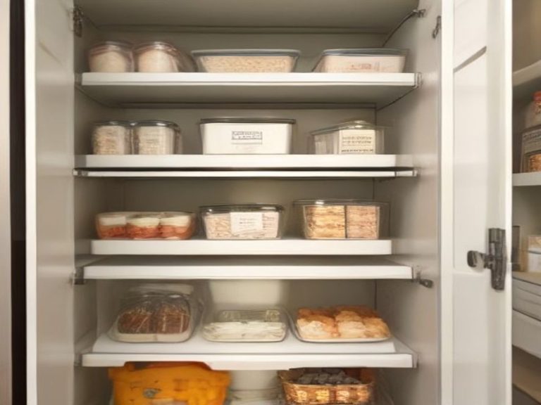 Dedicated baking supply station with airtight flour and sugar containers.