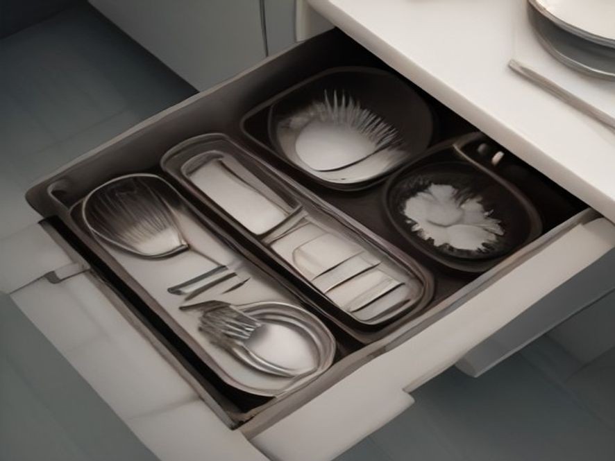 Priority-based drawer organization placing daily items upfront and occasional tools behind