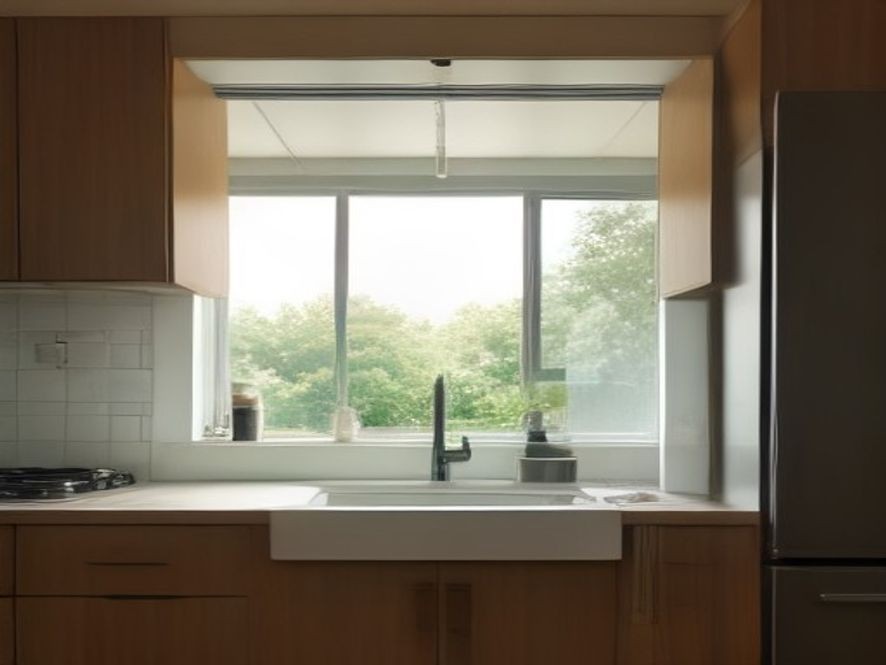 A kitchen setup demonstrating proper ventilation gaps for appliances.