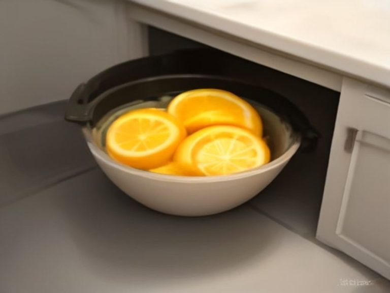 Lemon and water bowl inside an air fryer to eliminate bad odors