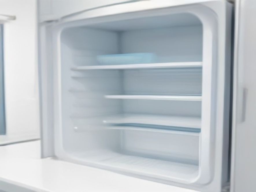 Spotless refrigerator interior shelf and gentle cleaning sponge