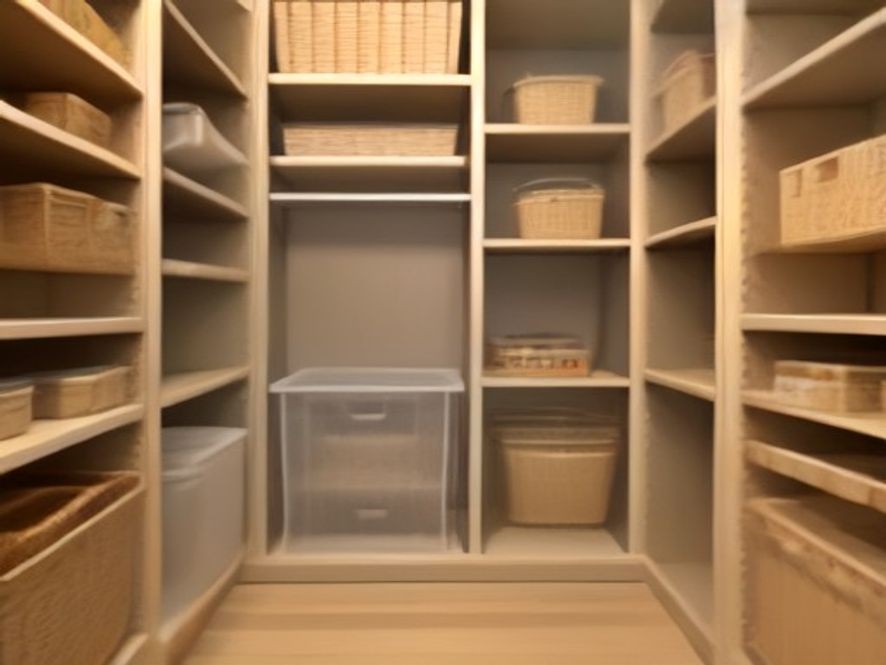 A quickly reset kitchen pantry showcasing organized shelf space.