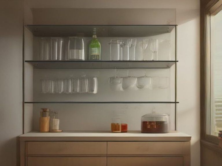 Optimized glassware cabinet using clear shelf inserts.
