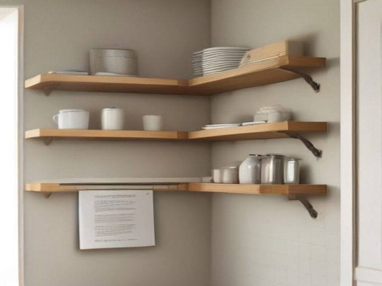 Custom floating corner shelves turning dead wall space into storage.