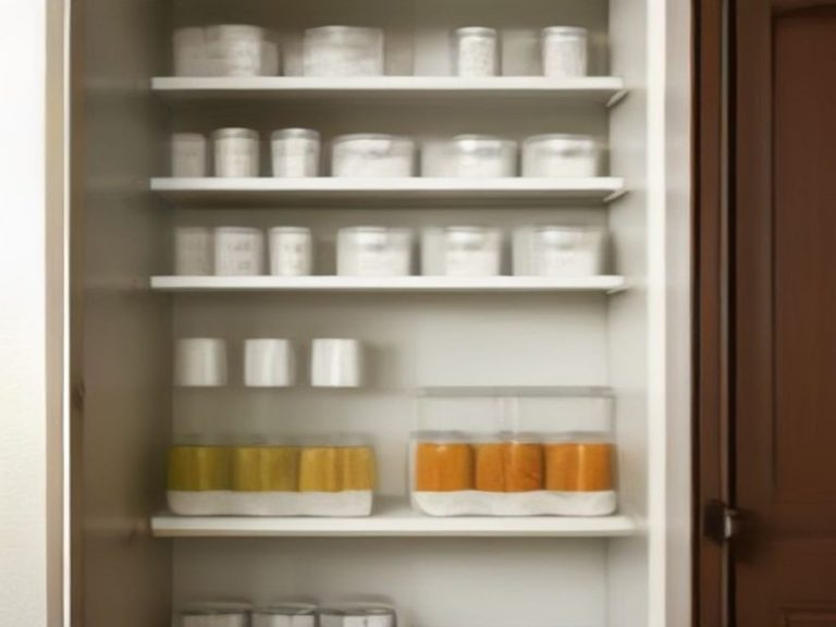 Vertical storage techniques utilizing full pantry height.
