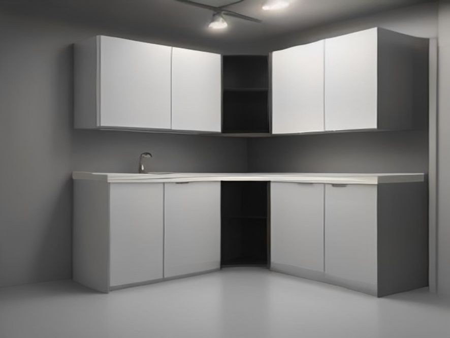 Compact kitchen cabinet utilizing door racks and stackable containers