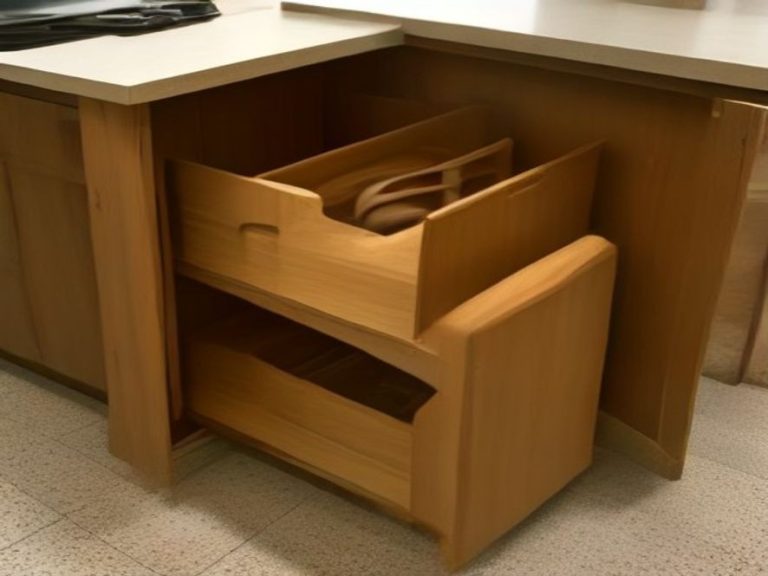Coordinated cabinet and drawer storage system in a modern functional kitchen