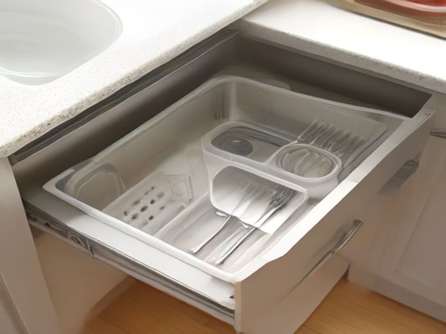 Streamlined drawer storage designed for high-use utensils in small kitchens
