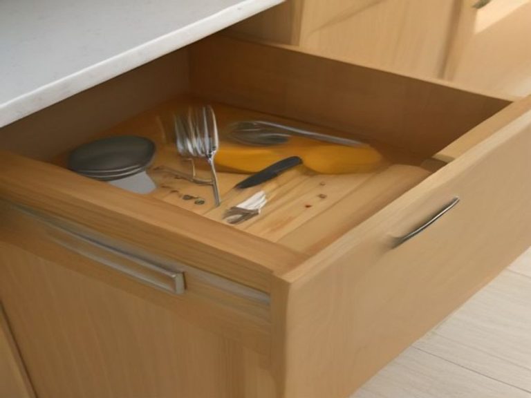 Customized slim dividers maximizing space inside a shallow kitchen drawer
