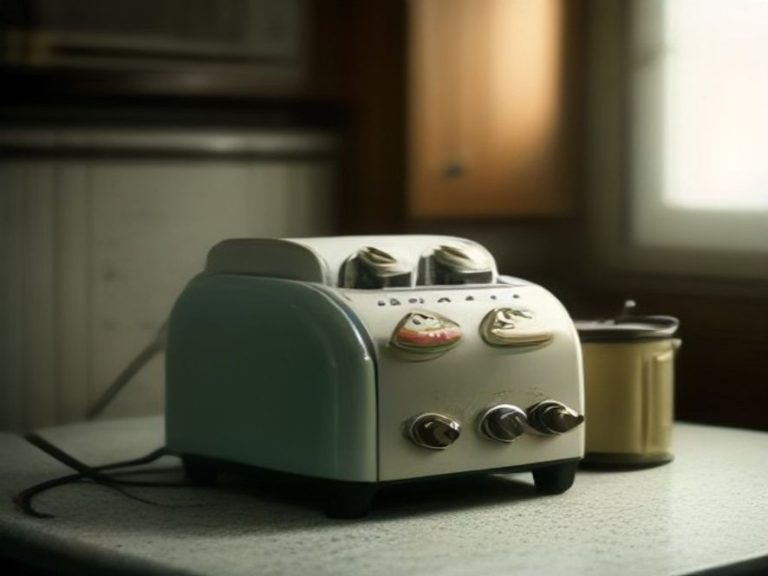 Maintained vintage kitchen appliances organized on a clean kitchen counter.