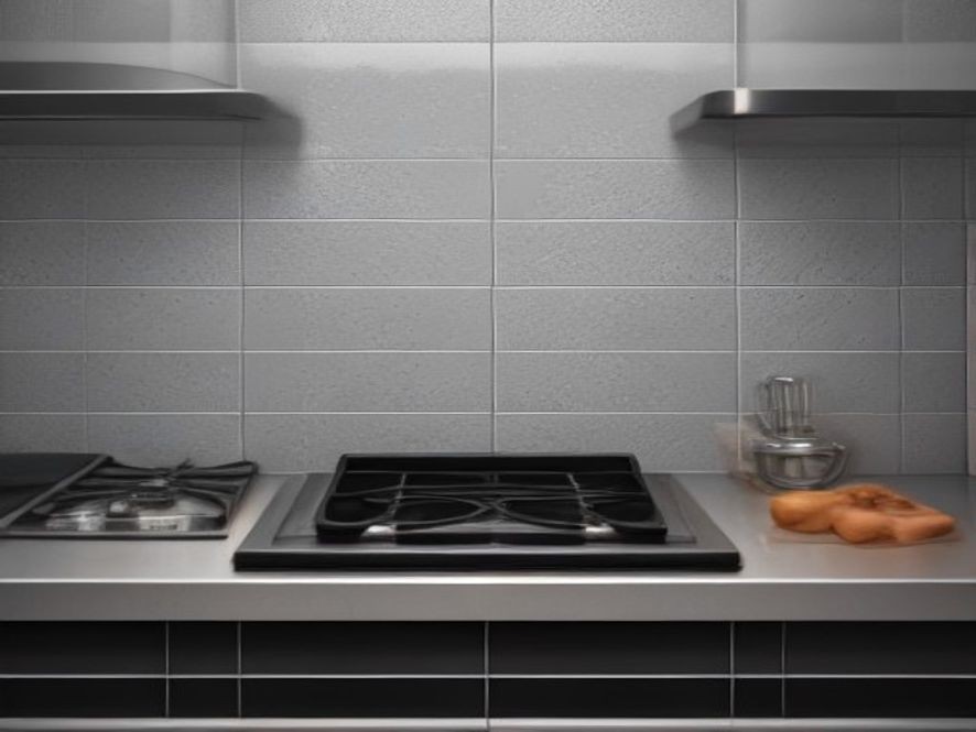Cleaning grease buildup from the wall behind a kitchen stove