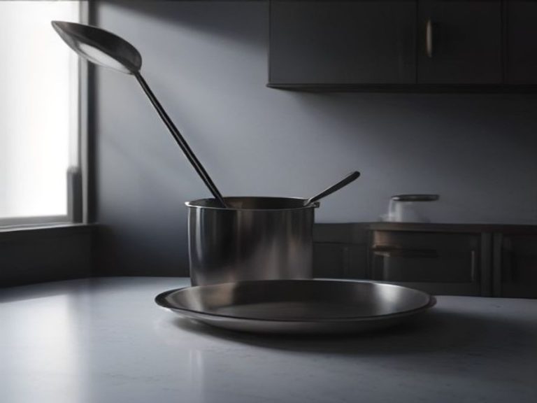 Comparison view between a flexible silicone ladle and a metallic ladle.