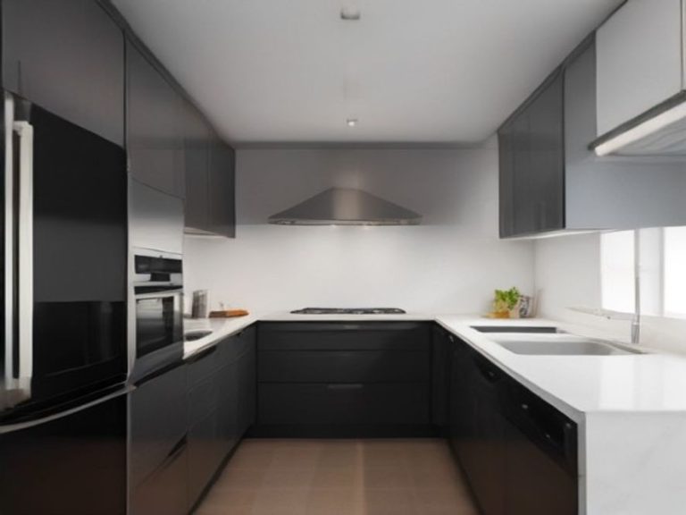 Streamlined storage layout tailored for a narrow galley kitchen.