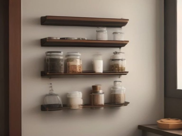 Smart wall-mounted storage solutions in a small apartment kitchen.