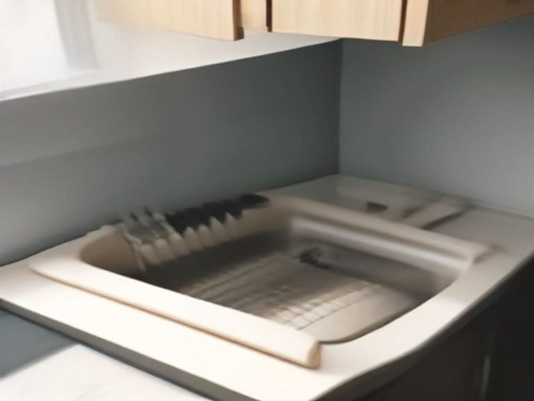 Over-the-sink storage solutions maximizing utility in a tiny kitchen.