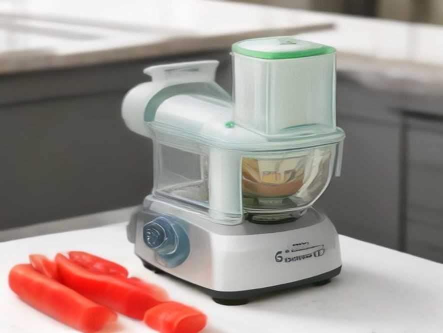 Speedy smart vegetable slicing gadget with fresh sliced produce
