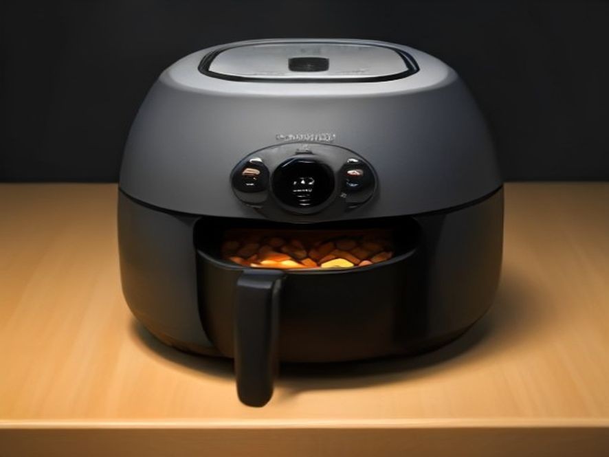 Smart air fryer preparing healthy vegetables