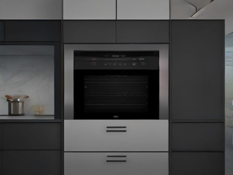 Wi-Fi smart wall oven featuring internal lighting and touchscreen controls