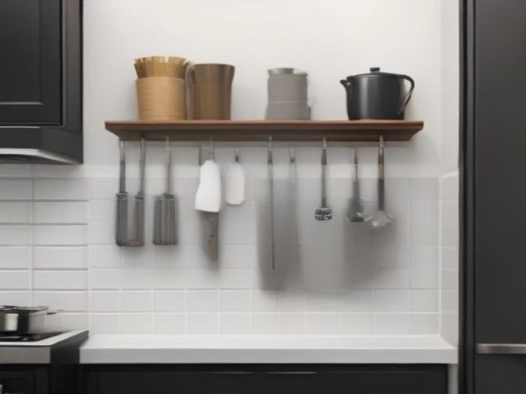 Wall mounted magnetic rack maximizing tiny kitchen vertical space.