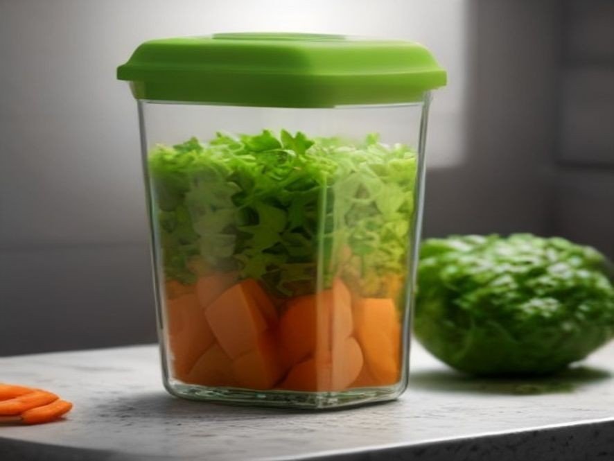 Automated vegetable prep gadget alongside organized meal prep containers