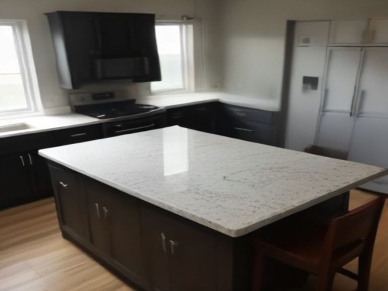 Clean kitchen island countertop free of stuck-on dried food