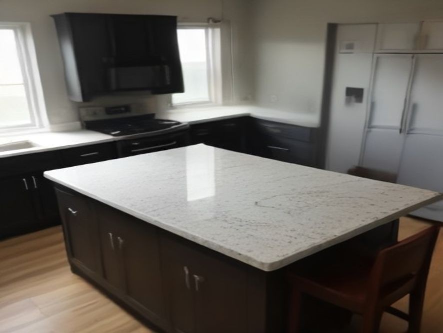Clean kitchen island countertop free of stuck-on dried food