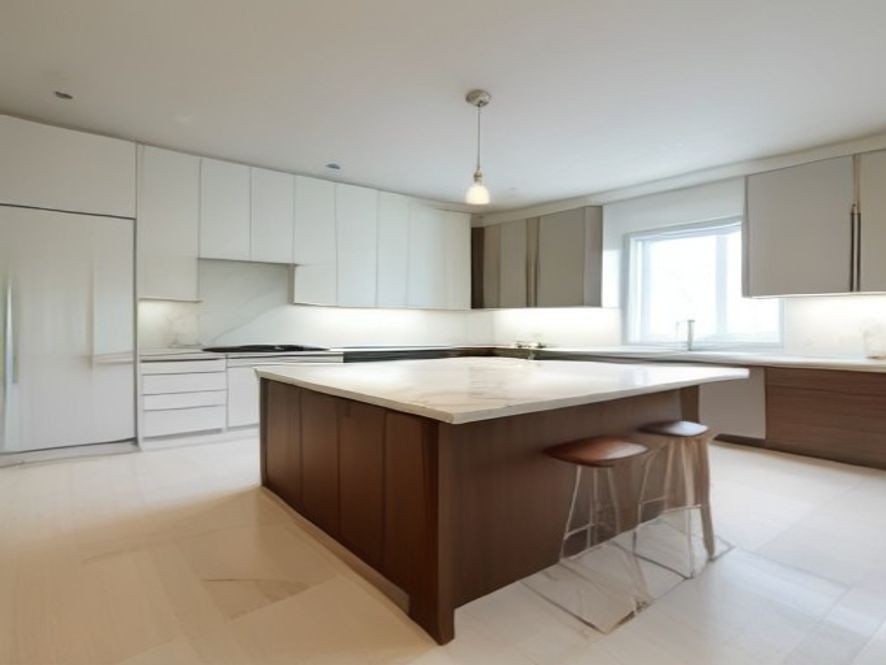 Panoramic view of a spotless luxury modern kitchen