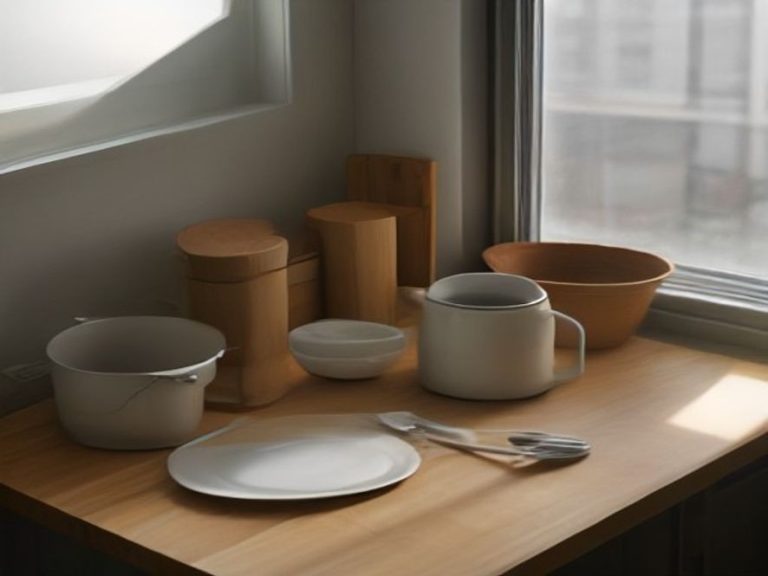 Essential kitchen supplies unpacked for a first apartment setup.