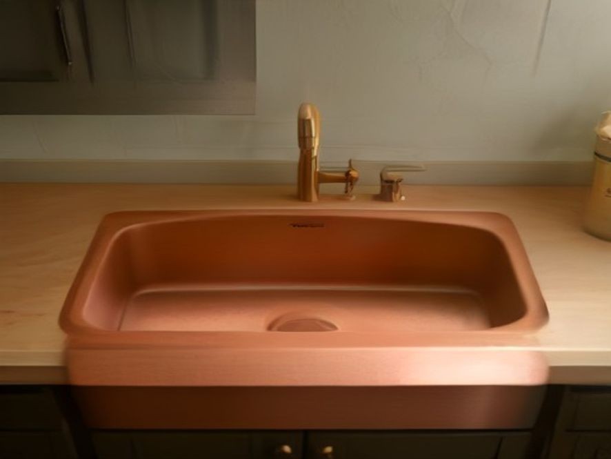 Copper water pipes with pressure regulating valve under sink