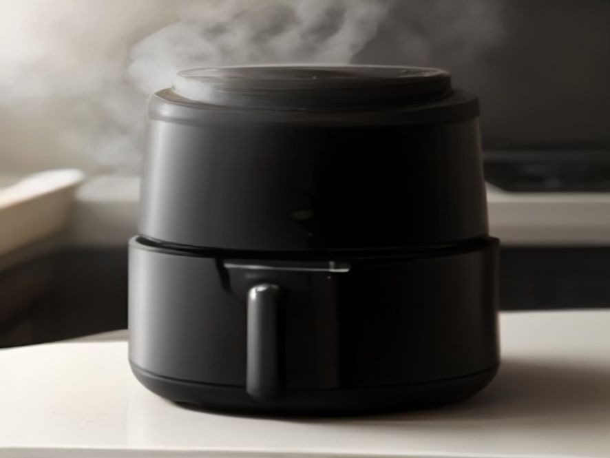 Air fryer interior heating element on a clean kitchen counter