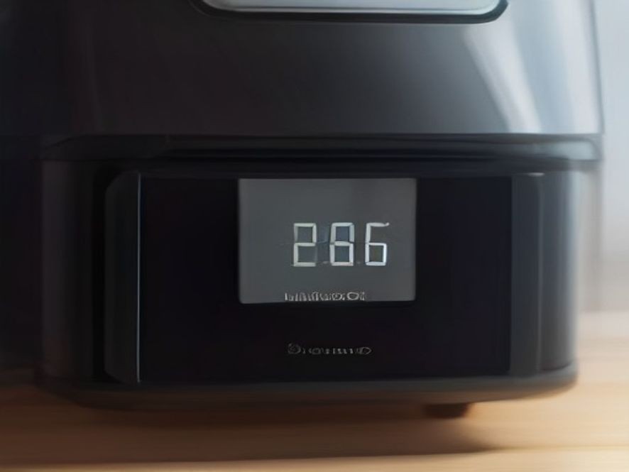 Digital screen showing temperature readings on an air fryer