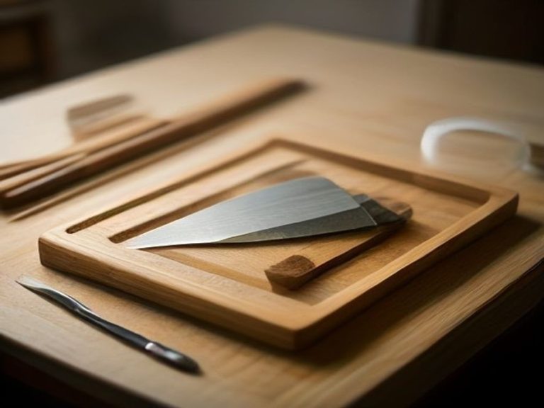 A chef knife aligned on a traditional sharpening whetstone.
