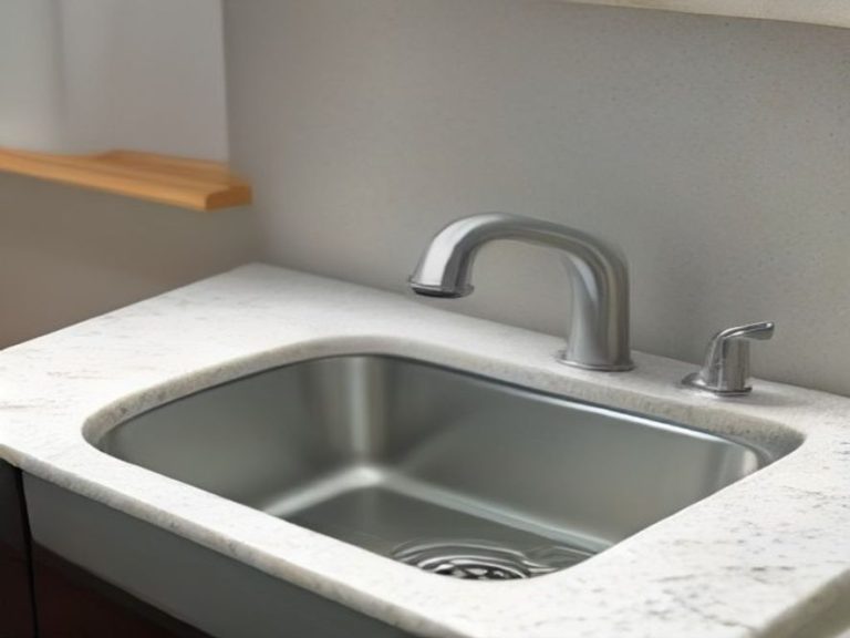 A polished chrome kitchen sink air gap fixture on a granite countertop.