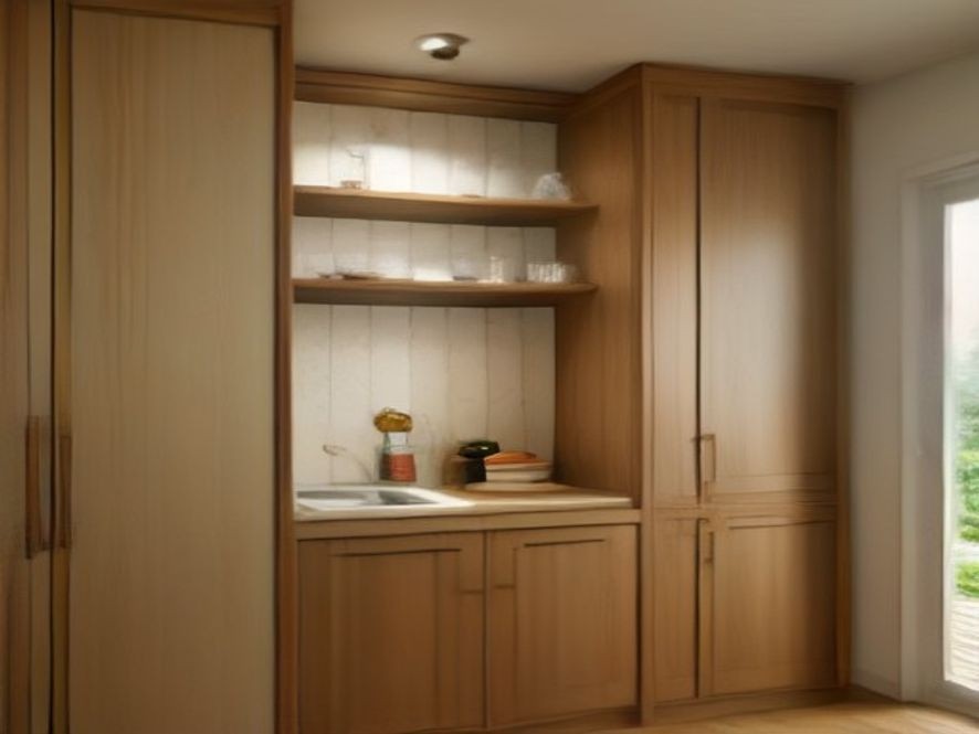 Addressing damp wood odors in wooden kitchen cabinets.
