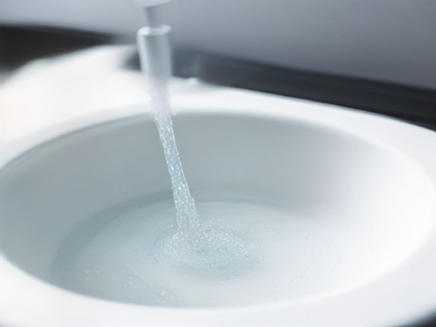 Faucet aerator spouting aerated water into a sink
