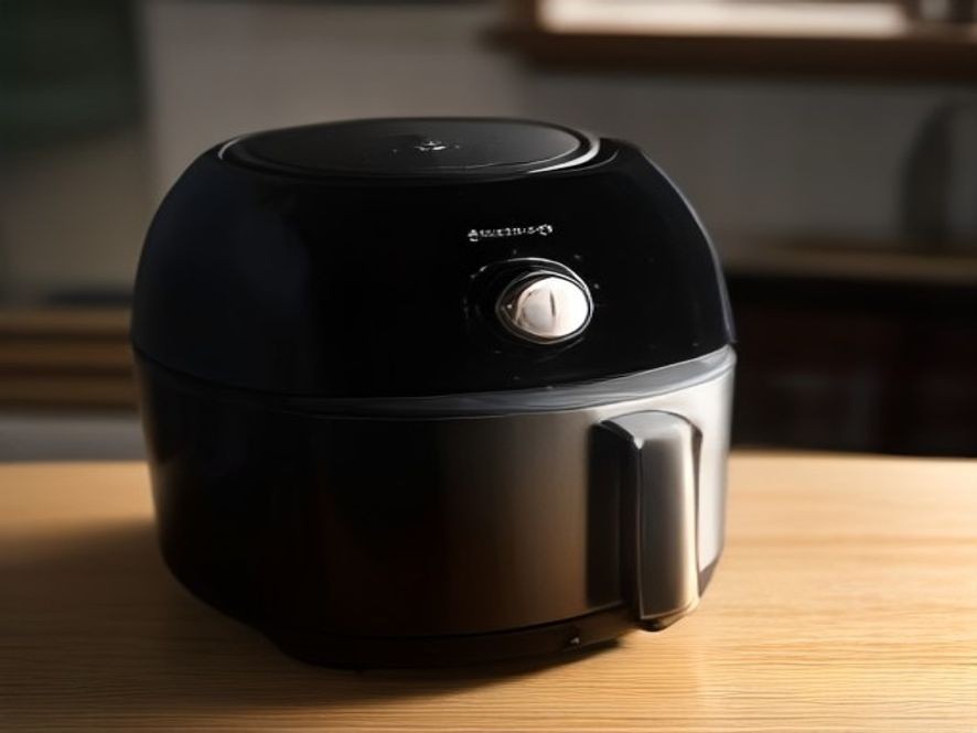 Mechanical timer dial on a countertop air fryer