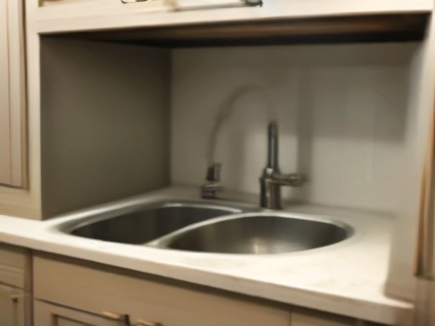 Water supply lines connected under a kitchen sink